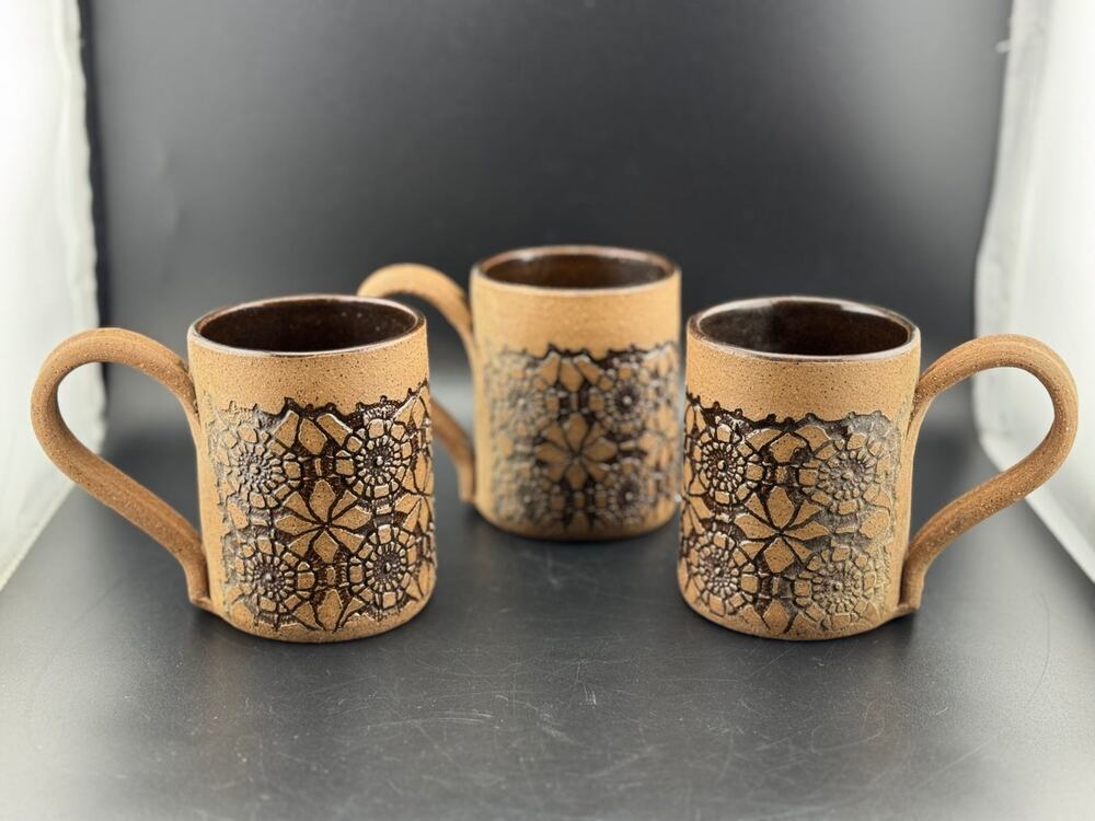 VTG Pottery Mugs by NY Artist Carol Adamec Marsham, Set of 3